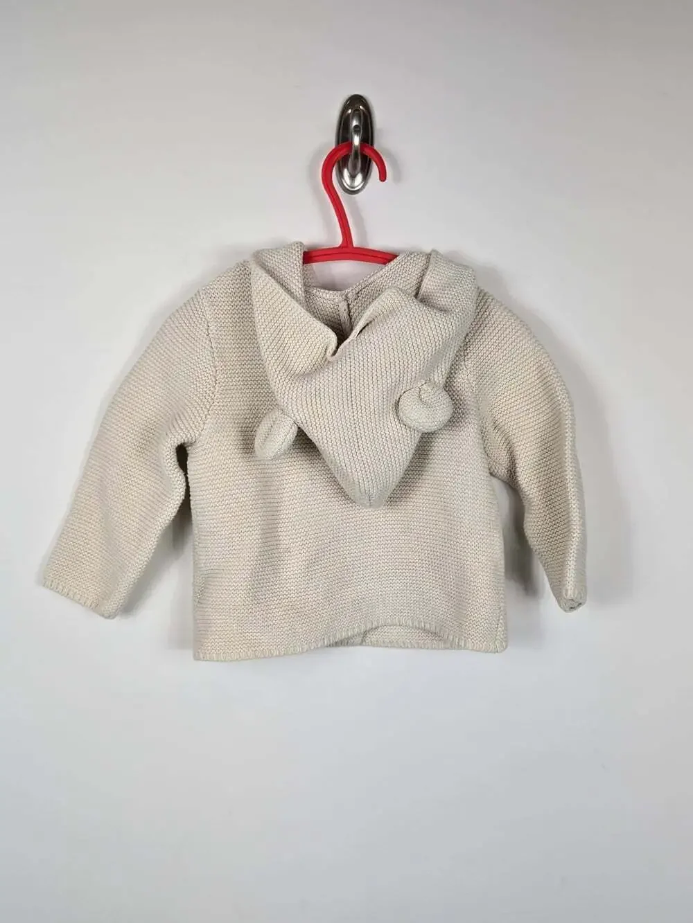 Baby Gap Cream Cotton Knit Hooded Cardigan 18-24M Bear Ears